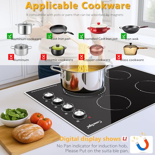 Cusinesync Controle do botão do fogão de indução com 4 queimadores de 76,2 cm