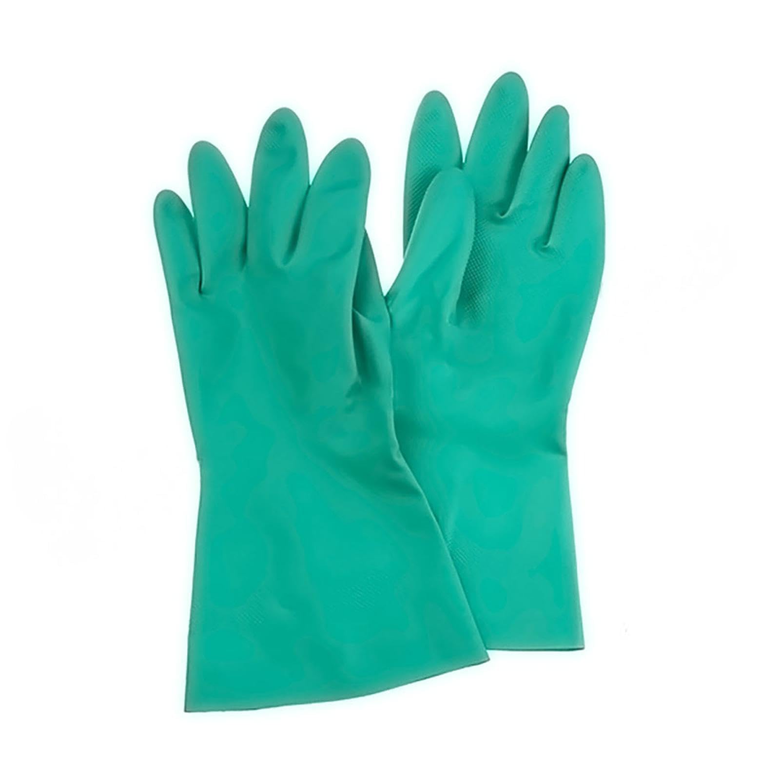 SEIWEI Multi-Function Chemical Resistant Nitrile Gloves, Safety Work Gloves, Acid, Alkali and Oil Protection, Green, Easy to Grip (L Size)