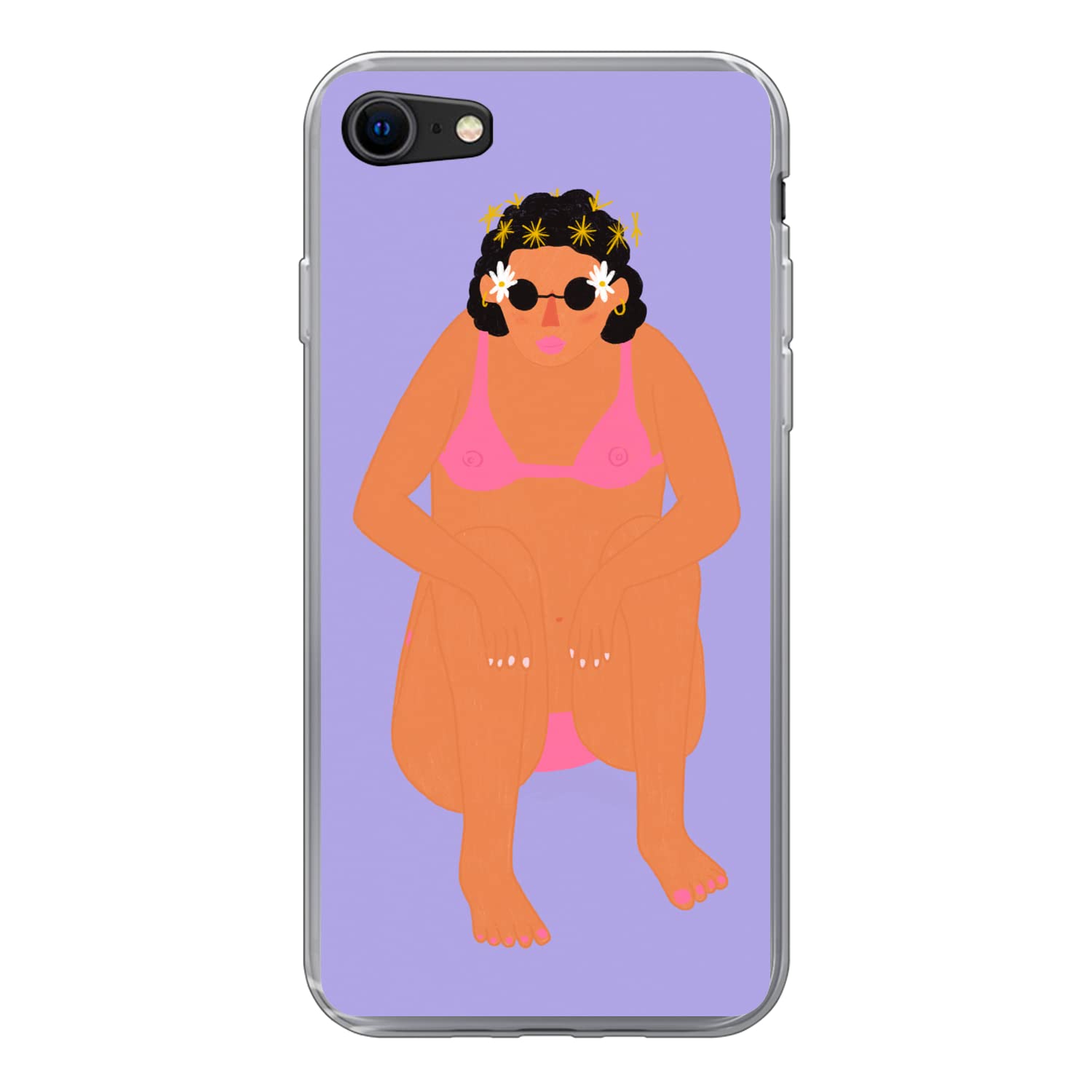 MuchoWow Funda para iPhone 7 - Mujer - Bikini - Retro - Funda de Silicona/Funda Blanda para teléfono móvil