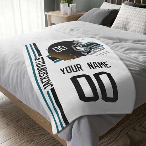 Image of Jacksonville Throw Blanket Custom Name and Number Personalized Gifts for Men and Women