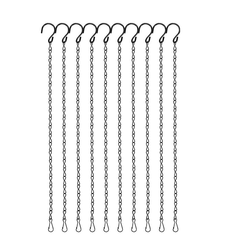 CTRLZS 10PCS 19.7 Inch Plant Hooks for Hanging Baskets Black Hanging Chains with S Hook and Clip for, Bird Feeders