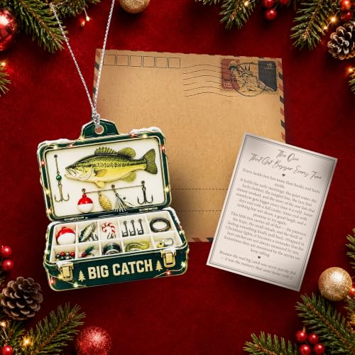 Image of Fishing Christmas Ornament 2026, Fisherman Ornament for Christmas Tree, Fishing Gift for Men, Holiday Hanging Decoration
