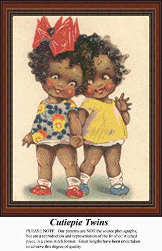 Cutiepie Twins, Vintage Counted Cross Stitch Pattern (Pattern Only, You Provide The Floss and Fabric)