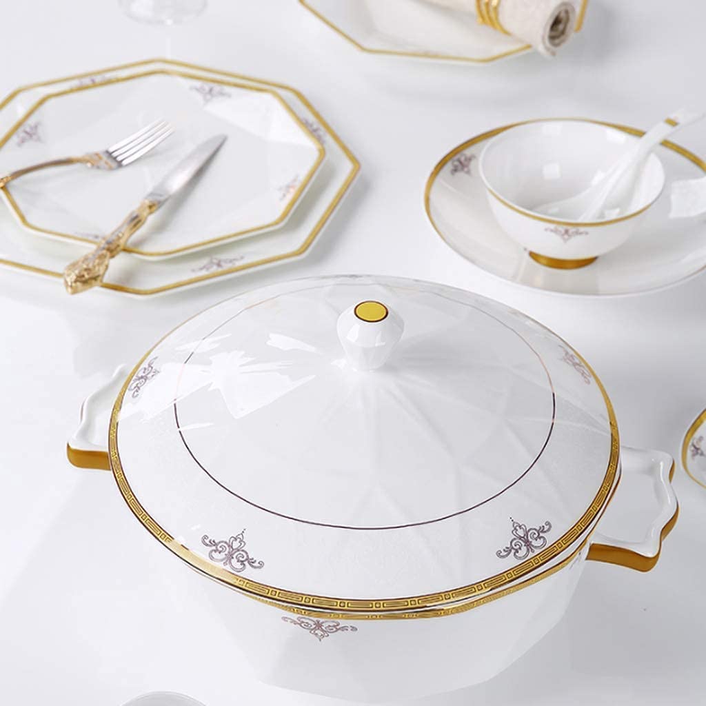 H3TF5J Zestaw stołowy China China, ośmiokątny składany porcelanę, 56 sztuk ceramicznych zastawy stołowej, nietoksyczne i zdrowe kości Chiny, wielofunkcyjne zastawa stołowa gospodarstwa domowego