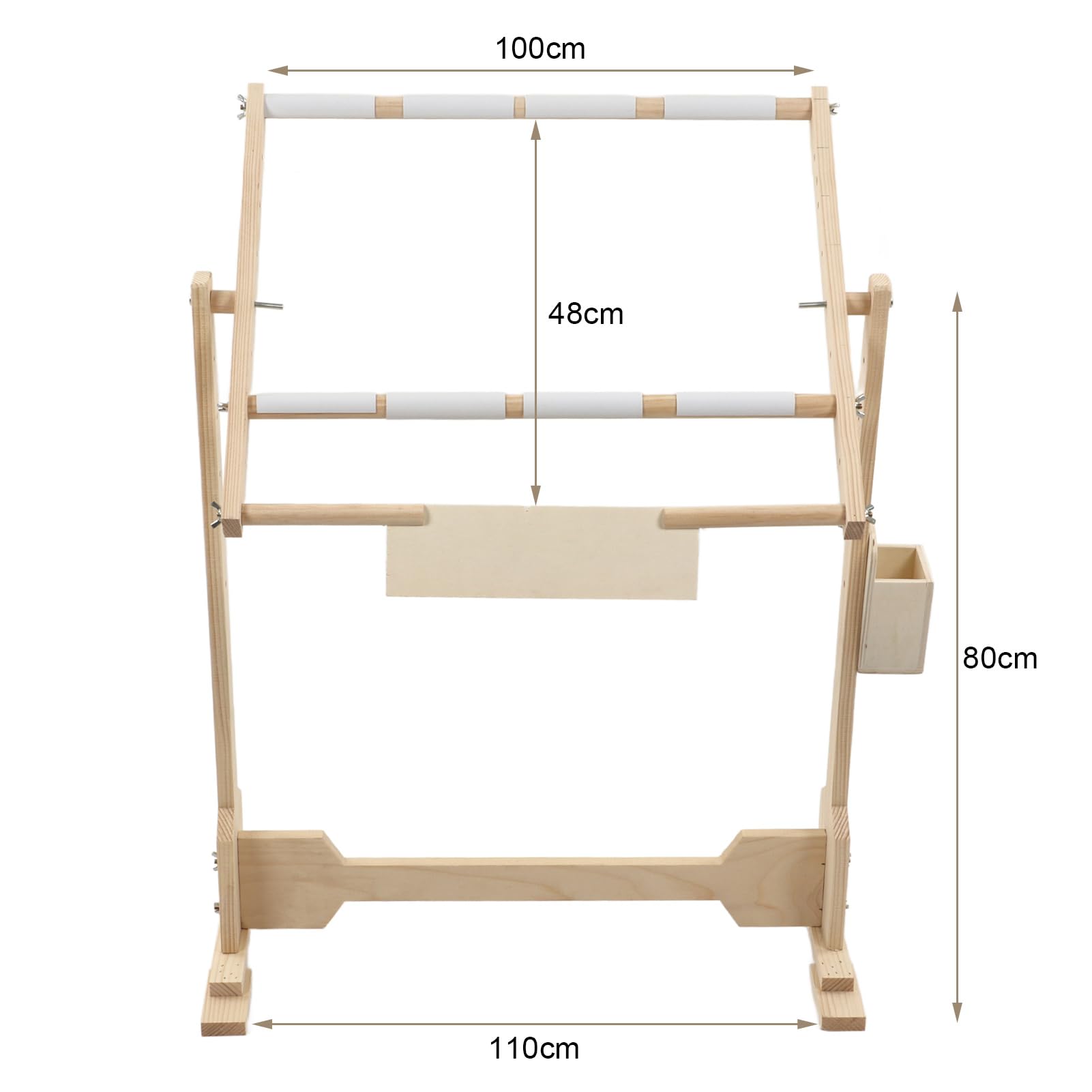 Support de broderie réglable en pin et PVC, Métier Grand Cadre de Broderie sur pied avec cadre à broder pour support de cadre de point de croix support pivotant 110 x 46 x 80 cm