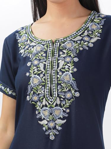 Image of 9shines Label Stylish Alpine Nighty Maxi for Women | Full Length Trendy Nightgown | Premium Nightdress | Nightwear | Heavy Embroidery Nighty with Pockets(2891)