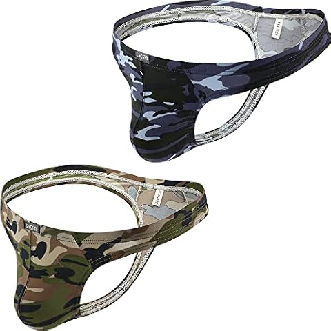iKingsky Camuflaje Cadenas Cintura Aiedras T-Back Hombres Ropa Interior Tanga Sexy Calzoncillos Cover