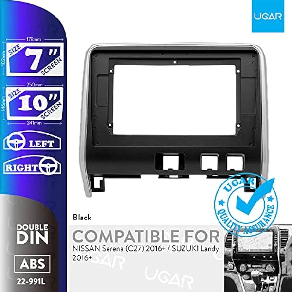 UGAR 22-991L Комплект консоли для автомобильного радиоприемника совместимый с NISSAN Serena C27 2016 SUZUKI Landy 2016
