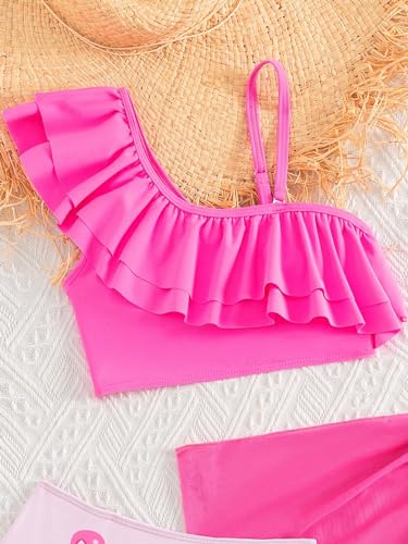 WDIRARA Girl's 3 Piece Swimsuit Cute Animal Print Bikini Set Layered Ruffle Bathing Suit with Beach Skirt3