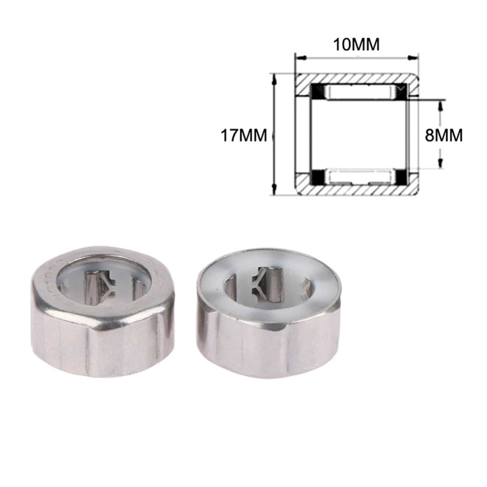 Aspectos, 2 uds 10x17x8mm EWC1008 rodamiento unidireccional de acero inoxidable equipo pesca agujas rodillos