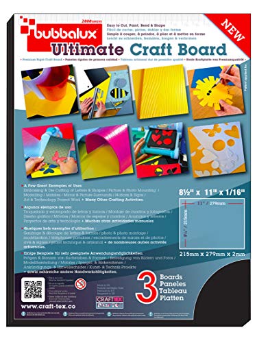 Floortex Craftex Bubbalux Ultimate Craft Board, 2mm Thick, 3-Pack, Midnight Black, 3 Sheets, Large Size 20
