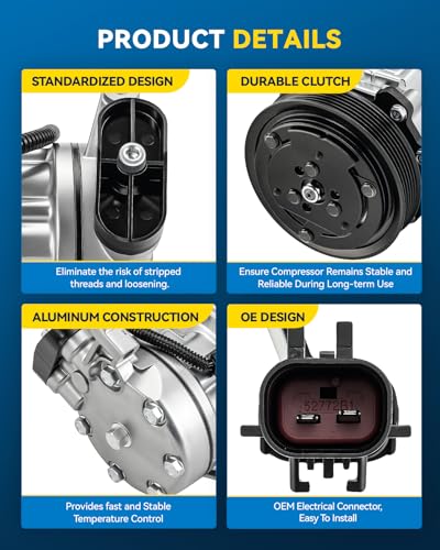 Image of PHILTOP 4825AFT NEW Air Conditioner AC Compressor with Clutch for Dodge Dakota 2000-2001 4.7L,Durango 2000-2001 4.7L