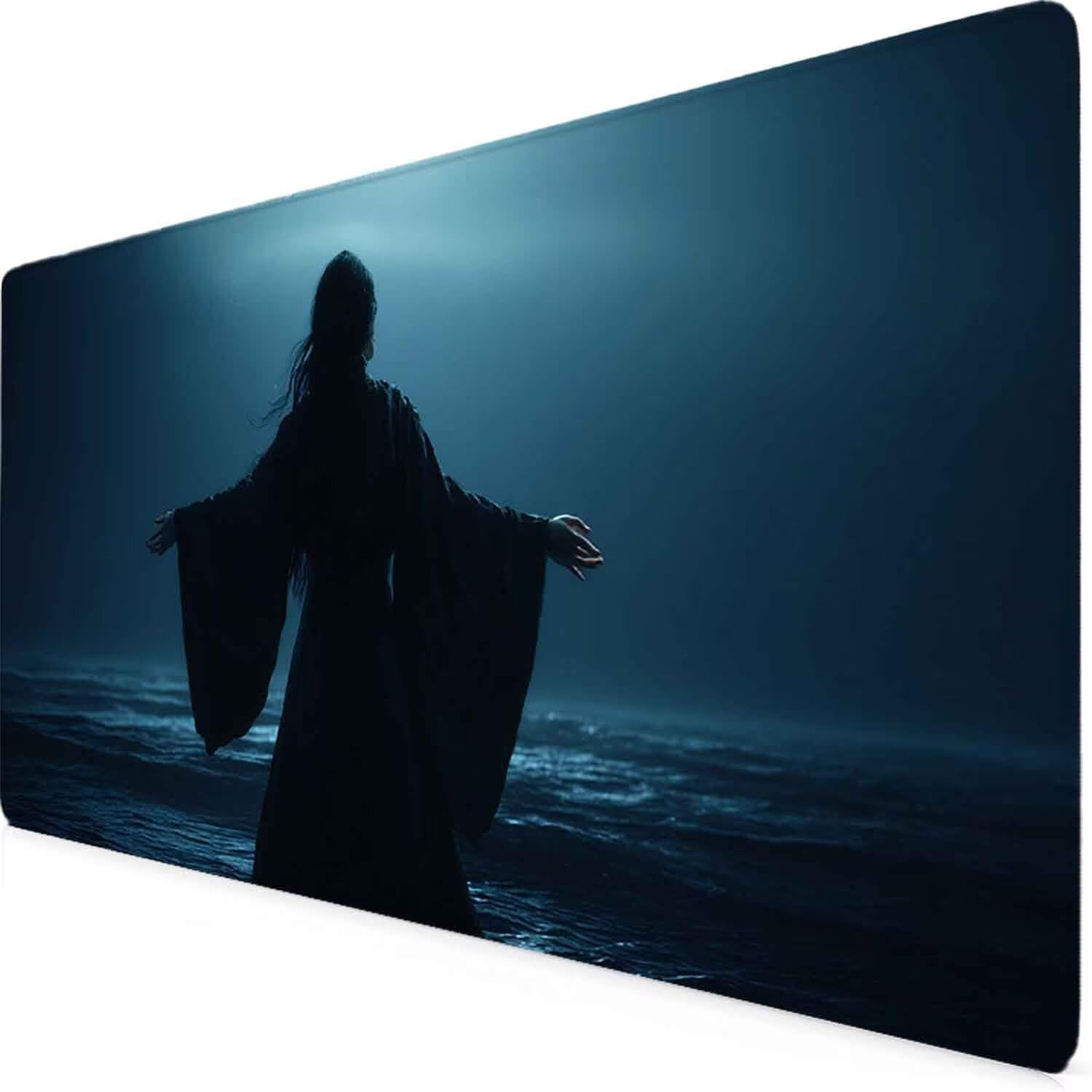 Niebieska podkładka pod mysz damska XXL podkładka pod mysz 1200 x 600 mm podkładka pod mysz z przeszytymi krawędziami i gumową podstawą antypoślizgowa podkładka pod mysz XXL do gier, laptopa