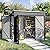 Aoxun 4' x 8' Shed Outdoor Storage Shed with Triple Lockable Door Metal Storage Cabinet with Slopping Roof for Tools Bicycles Storage for Garden, Patio, Courtyard