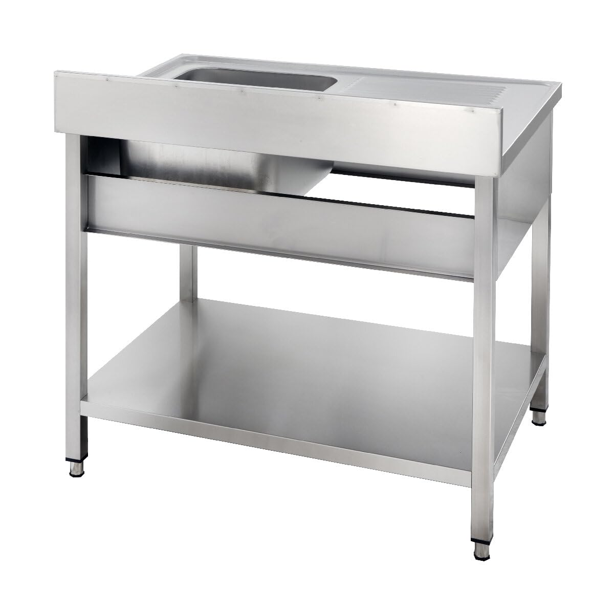 GastroHero Lavello da cucina in acciaio inox, 120 x 70 cm, con lavello destro, in acciaio inox con base