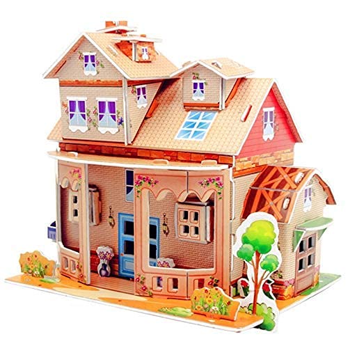 Pack of 1 Jigsaw 3D Puzzle Toy DIY for Kids, 3D Puzzle Game Architecture Building Block for Kids, Attractive Show Piece, Easy to Assemble, Random House Design Pack of 1 (Pack of One, House)