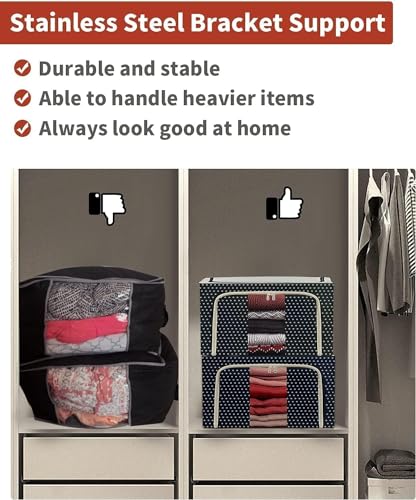 Image of Cloth Organizer for Storage TEKCOOL Clothes Storage Box Wardrobe Organizer for Clothes Foldable Steel Frame Clothes Organizer Storage Box for Wardrobe, Saree, Shirts, and Blankets(44 ltr-2pc).