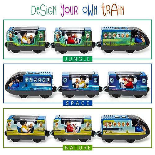 Image of Kipipol Electric Train Set with 18 Pcs Wooden Train Tracks, Battery Operated Train for Wooden Track, Motorized Train for Toddlers 3-5 and Kids Ages 4-8, Christmas Birthday Gift