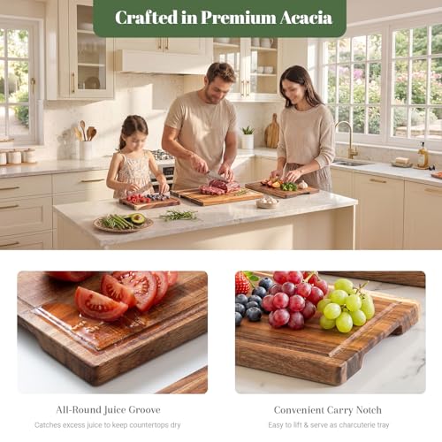 Tablas de cortar para cocina con soporte de madera, set de 3 miniatura 6
