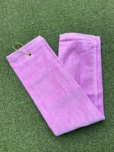 Tri‑Fold Golf Towel 16x26 Cotton Velour with Brass Grommet & Hook — Embroidery‑Ready — Baby Pink — Attaches to Golf Bag. - image 3