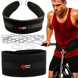 Weighted Dip Belt with 80cm Steel Chain for Strength Training – Supports up to 240kg – Heavy Duty Gym Pull Up Weight Belt for Dips, Pull Ups & Calisthenics for Men