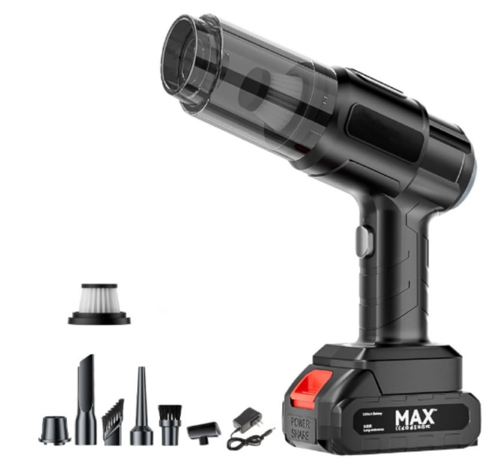 Car Vacuum Portable Cordless, 40,000Pa High Power Dust Buster, 6-in-1 Handheld Vacuum Cleaners for Home, Car, Pet Hair, Keyboard, Black