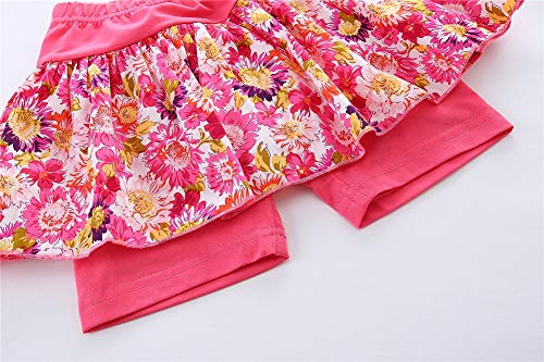 Mud Kingdom Little Girls Boutique Outfits Cold Shoulder Sleeveless Backless Summer Elastic Short Set Floral Print Blue 7-8 Years #TOP6