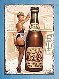 Tamaño: 20 cm x 30 cm SXTED - Placa de aluminio con diseño de Pepsi Pin Up de estilo retro vintage para cocina, pub bar, 30,5 x 20,3 cm
