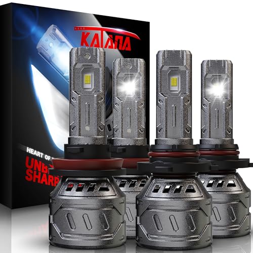 Image of KATANA H11 9005 Bulbs Combo,H9 HB3 800% Brightness 1:1 Size 6500K Fog of 4 | Plug and Play,Cooling Fan,360Beam Angle