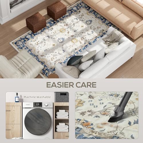 Tapete decorativo HOMCOM azul 4x6 pies lavable y antideslizante miniatura 5