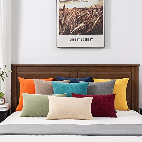 Gawamay Lumbar Support Pillow Decorative Rectangle Throw Pillow Covers 12"X20" Inch Set Of 2, Soft Chenille Fall Pillowcase For Living Room Bedroom Sofa Couch Cushion Cover Beige 30X50Cm (No Insert) #TOP7