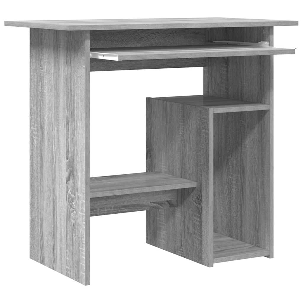 Scrivania grigia Sonoma 80 x 45 x 74 cm, resistente materiale in legno, compatta per computer per casa, ufficio, cameretta dei bambini e giochi, con ripiano per tastiera e scomparto per PC