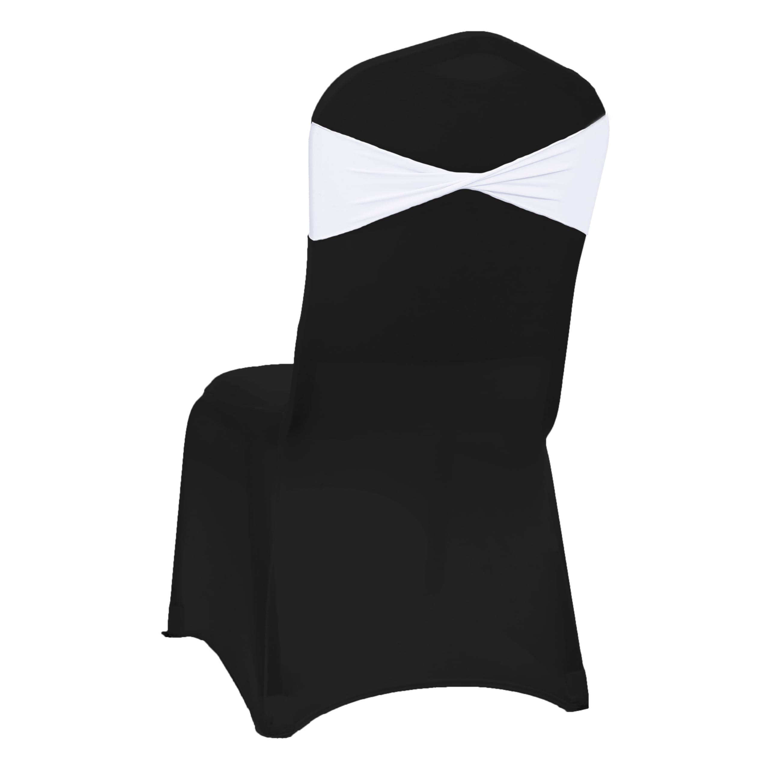 VDS Pack of 25 PCS | White | Spandex Chair Sashes Bows Without Buckle | Stretch Elastic Banquet Universal Folding Chair Band Tie with for Wedding Party Conference Celebration Event Decoration — image 1