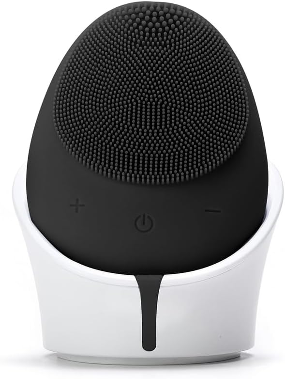 Face Scrubber Exfoliator, Facial Massager Brush, Pore Deep Cleansing Silicone High Density Soft Bristles, for Exfoliating, Massaging Deep Cleansing,Black