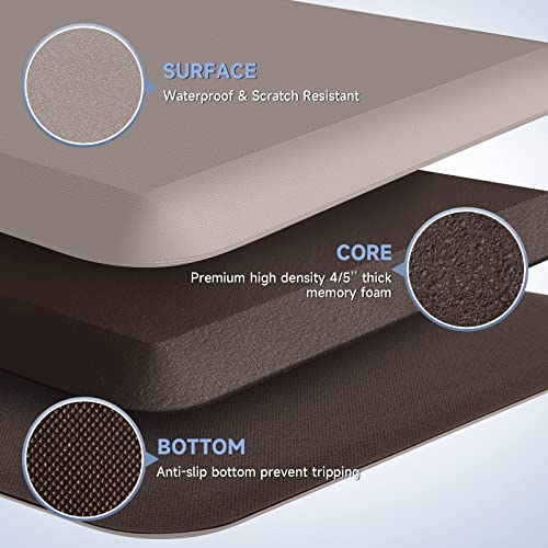 Image of 4 /5 Inch Thick Kitchen Mats for Floor, StepRite Kitchen Rug for Standing Desk, Non-Slip, Thicker, Stain & Water Resistant, Comfort Anti Fatigue Floor Mat for Home, Kitchen, Office - Khaki,70 * 24''