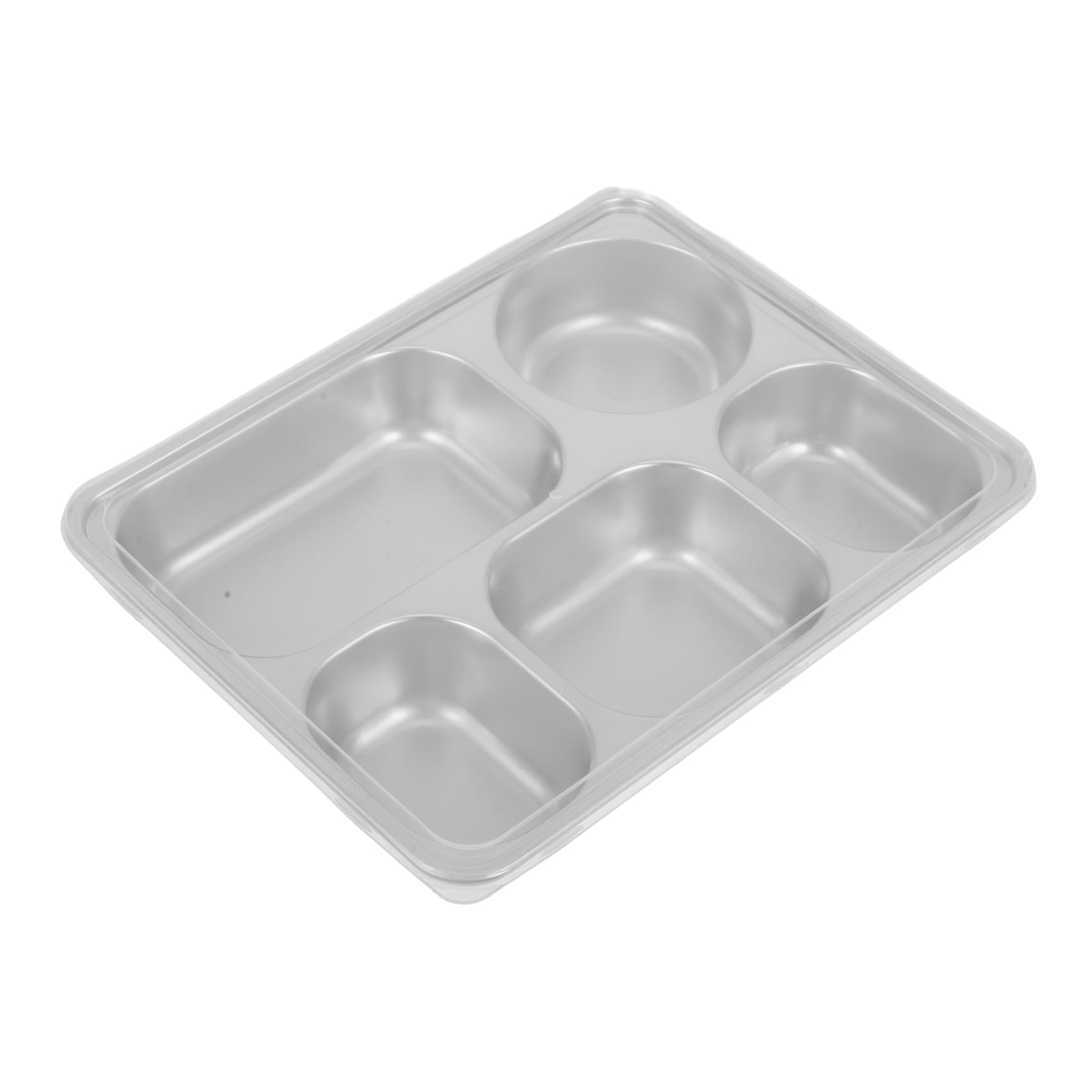 Garneck Stainless Steel Divided Tray with Lid Section Food Control Plate Unbreakable Design for Adults for Camping Kitchen and Portion Control
