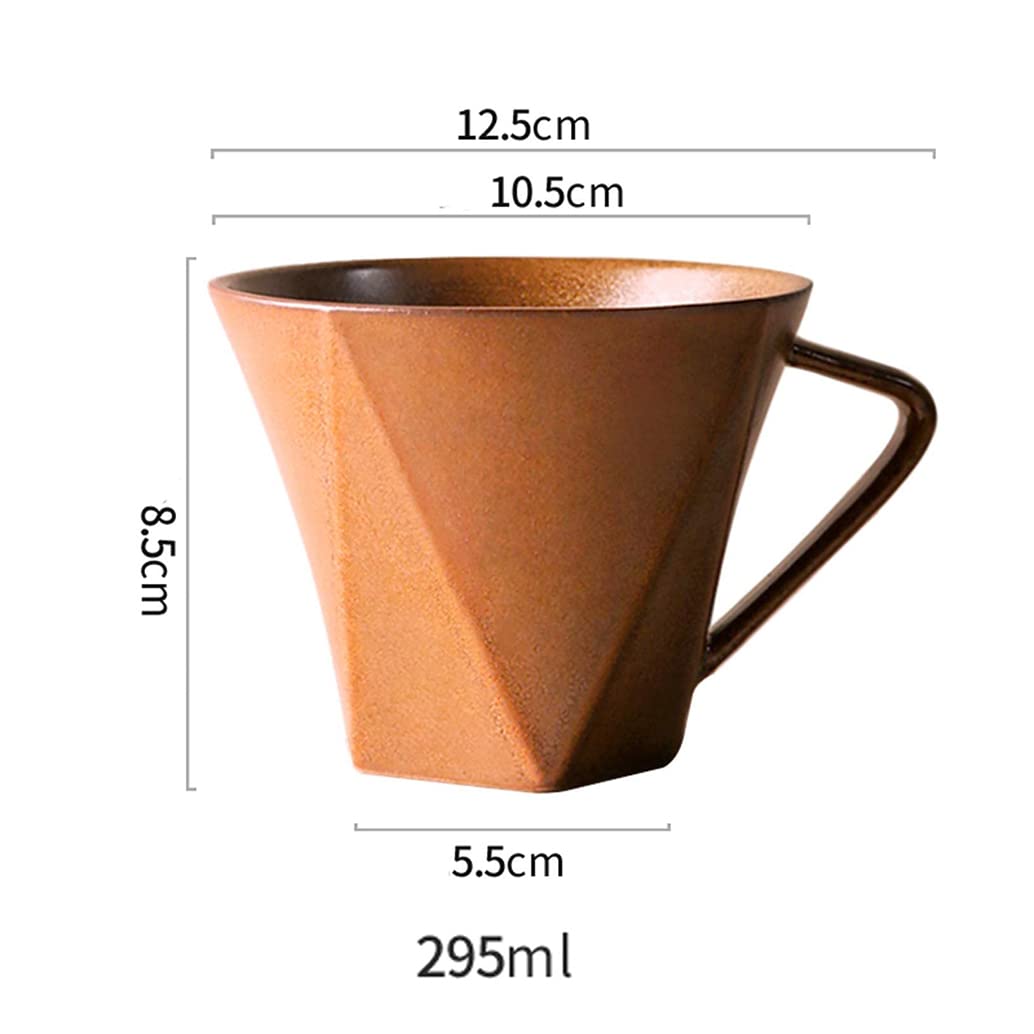 Ceramiczny kubek do kawy, duży prosty retro kubek do herbaty z uchwytem do cappuccino, kubek na mleko unikalny porcelanowy kubek do domu/biura, nadaje się do zmywarki i kuchenki mikrofalowej, wyjątkowy prezent pomarańczowy-295 ml