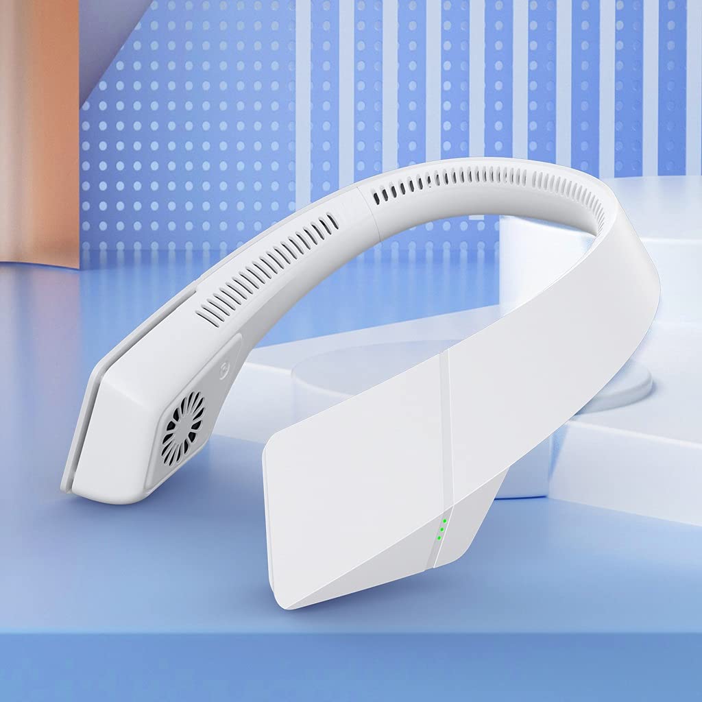 WYKDD Mini Bladeless Fan Neck Fan USB Rechargeable Fan Mute Sports Fans Leafless Hanging Neck Fans Air Cooler Wearable Neckband Fans (Color : D)