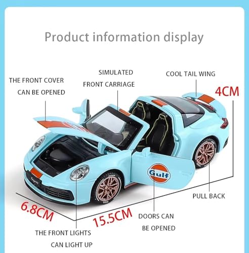 Image of Porschee 911 Targa 4S Toy Car 1:32 Exclusive Alloy Metal Pull Back Die-cast Car Metal Pullback Toy car with Openable Doors & Light, Music Boys Gifts Toys for Kids【Colors as Per Stock】