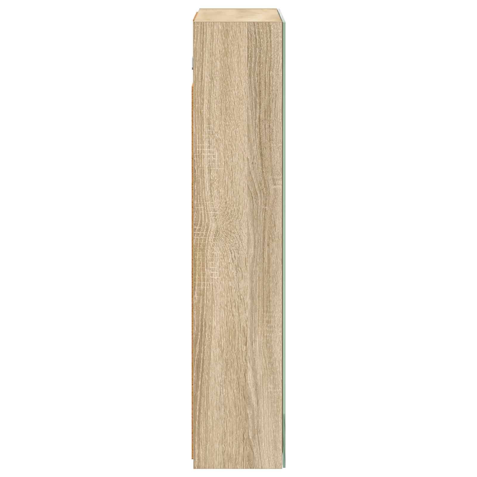 Szafka łazienkowa z lustrem Sonoma z drewna dębowego, 50 x 14,5 x 70 cm, montowana na ścianie, z dwoma półkami, drzwiczkami z zawiasami, schowkiem do łazienki, umywalki, przechowywania i