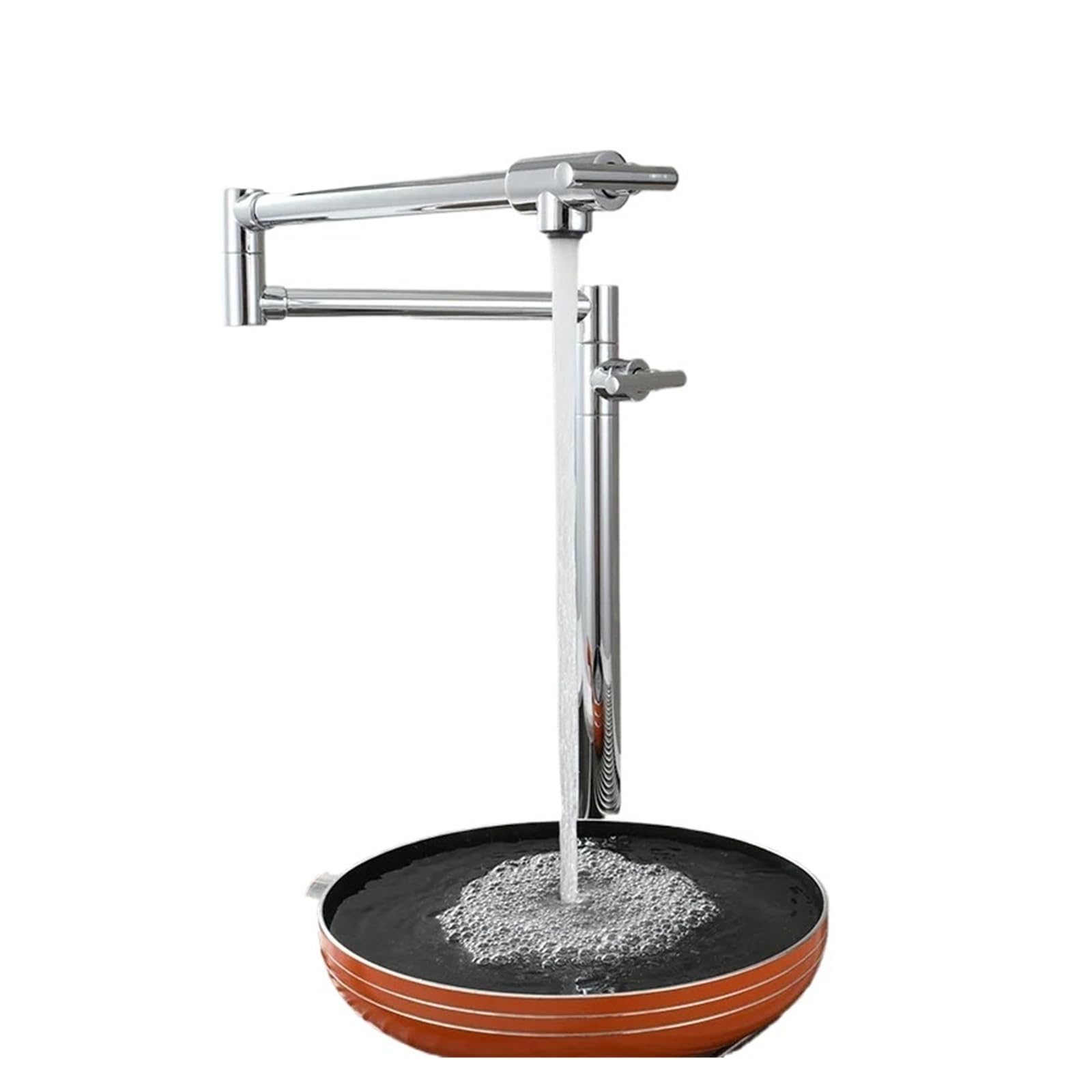 ZQFHSX Basin Faucet Brass 360 Rotation Folding Single Cold Kitchen Flexible Sink Deck Mounted for Most Scenarios(Grey)