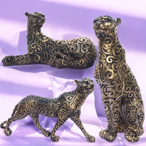 Luxury Leopard Sculpture in Black Resin with Gold Accents | Decorative Animal Statue for Home & Office | Symbolic Wildlife Decor - Strength, Power & Self-Reliance (Lookout Leopard) — photo — 7 of 9
