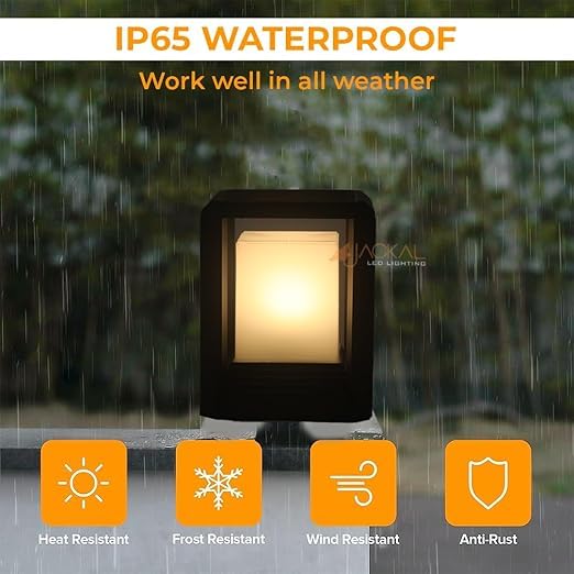 Image of JACKAL Black Cubical Gate Light | Outdoor Garden Light | LED Lamp | Waterproof Pillar Light | Garden Floor Lamp | LED Light for Floor, Outdoor, Pathway (1, Small (6X8 INCH))