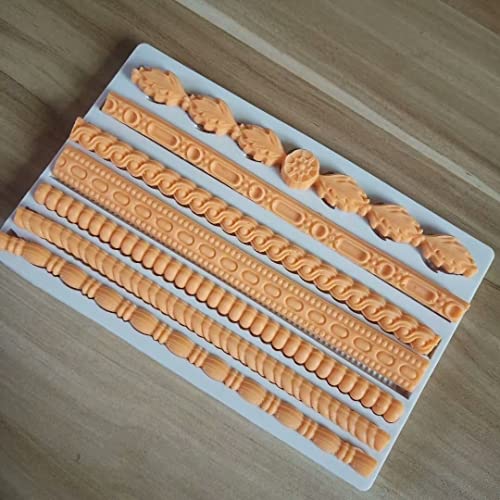 Image of Craftial Curve Abk Rope Relief Shape Retro European Style Silicone Mold Lace Diy Sugarcraft Cake Border Baking Tools Fondant Chocolate Clay Moulds - 11 Cm