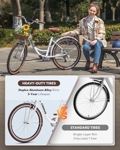 image for Viribus Womens Bike, 7 Speed Beach Cruiser Bike for Women 26 inch with