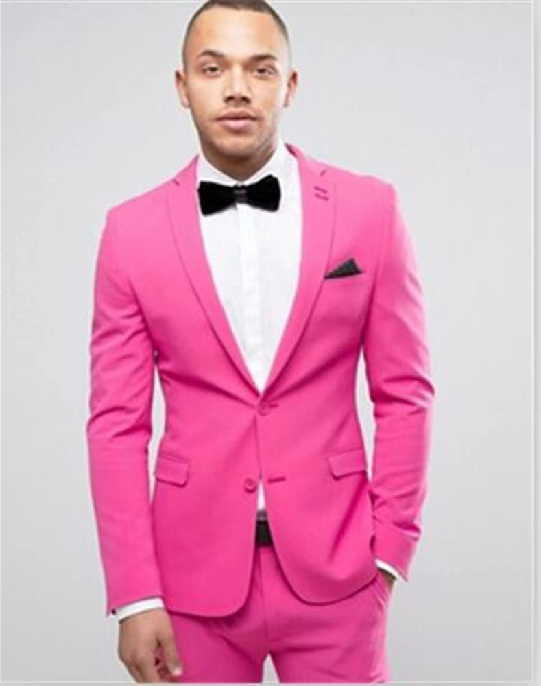 Uomo Vestito Notch Risvolto Giacca Pantaloni Due Bottoni Sposo Matrimonio Smoking