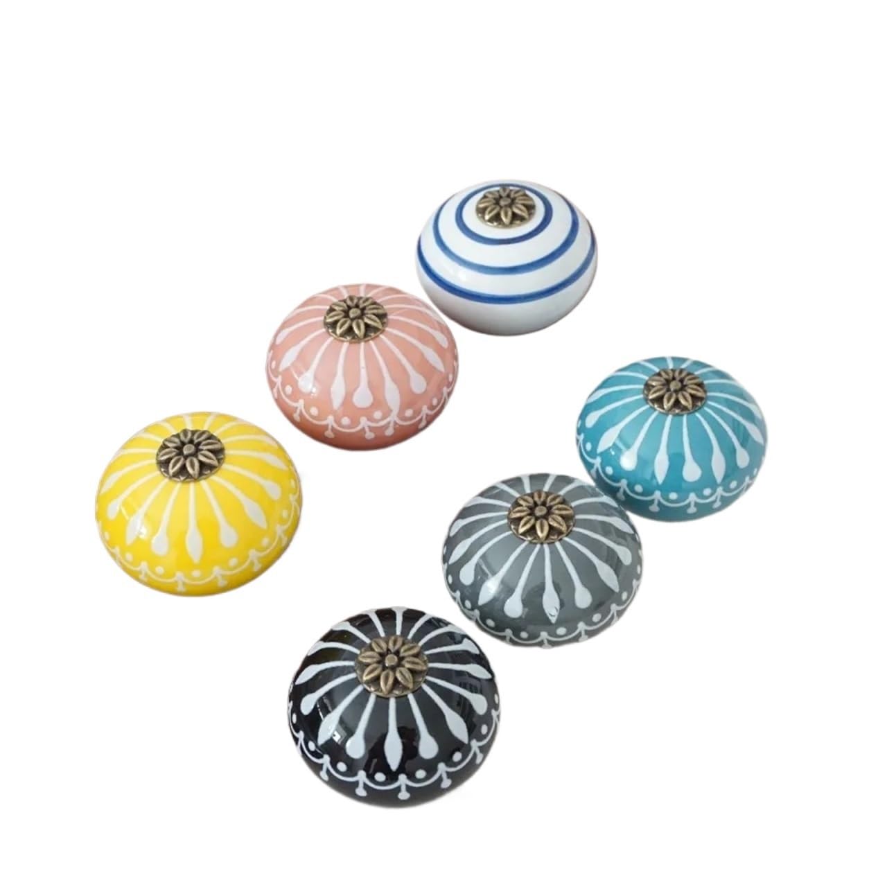 GNYVZXPLQ Ceramic Handle Drawer Knobs, 6pcs Multicolor Ceramic Cabinet Knobs Dresser Pulls Handle Hardware(Multi-Colored)