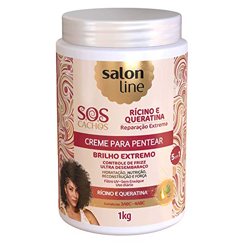 Salon Line - Linha Tratamento (SOS Cachos) - Creme Para Pentear Ricino e Queratina 1000 Gr - (Salon Line - Treatment (SOS Curls) Collection - Castor Oil And Keratin Combing Cream Net 35.27 Oz)