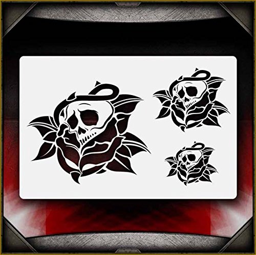 Skull Rose AirSick Airbrush Stencil Template