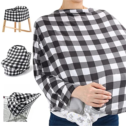 Image of The Peanutshell 6 in 1 Multi Use Nursing Cover | Buffalo Check | Cover for Nursing, Car Seat, High Chair, Shopping Cart, Blanket, Breastfeeding Scarf…